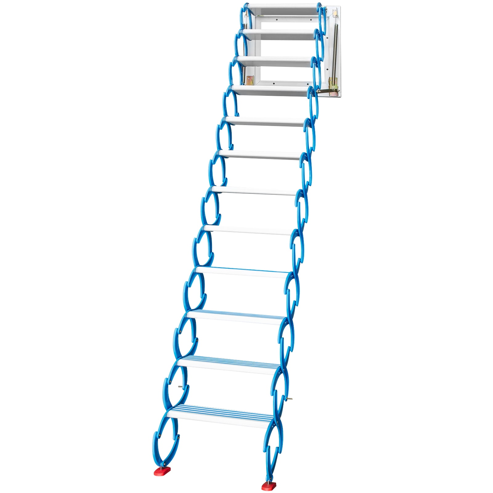BENTISM Retractable 12 Steps Pulldown Attic Stairs Folding Loft Ladder, 19.7 x 5.5 in, Mg-Al Alloy, Blue