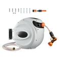 thumbnail image 1 of BENTISM Retractable Hose Reel, 100 ft x 1/2 inch, 180° Swivel Bracket Wall-Mounted, Garden Water Hose Reel with 9-Pattern Nozzle, Automatic Rewind, Lock at Any Length, and Slow Return System, 1 of 9