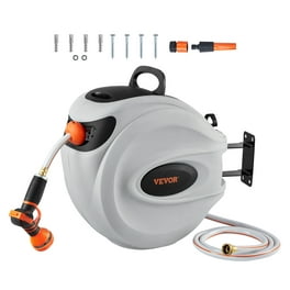  Automatic Hose Reel Retractable,Garden Hose Reel with Wall  Mount,Water Hose Reels for Outside,1/2''x 65+6.5Ft Water Hose,9 Pattern Hose  Nozzle,180° Swivel Bracket,Any Length Lock for Garden Hose Reel : Patio,  Lawn 