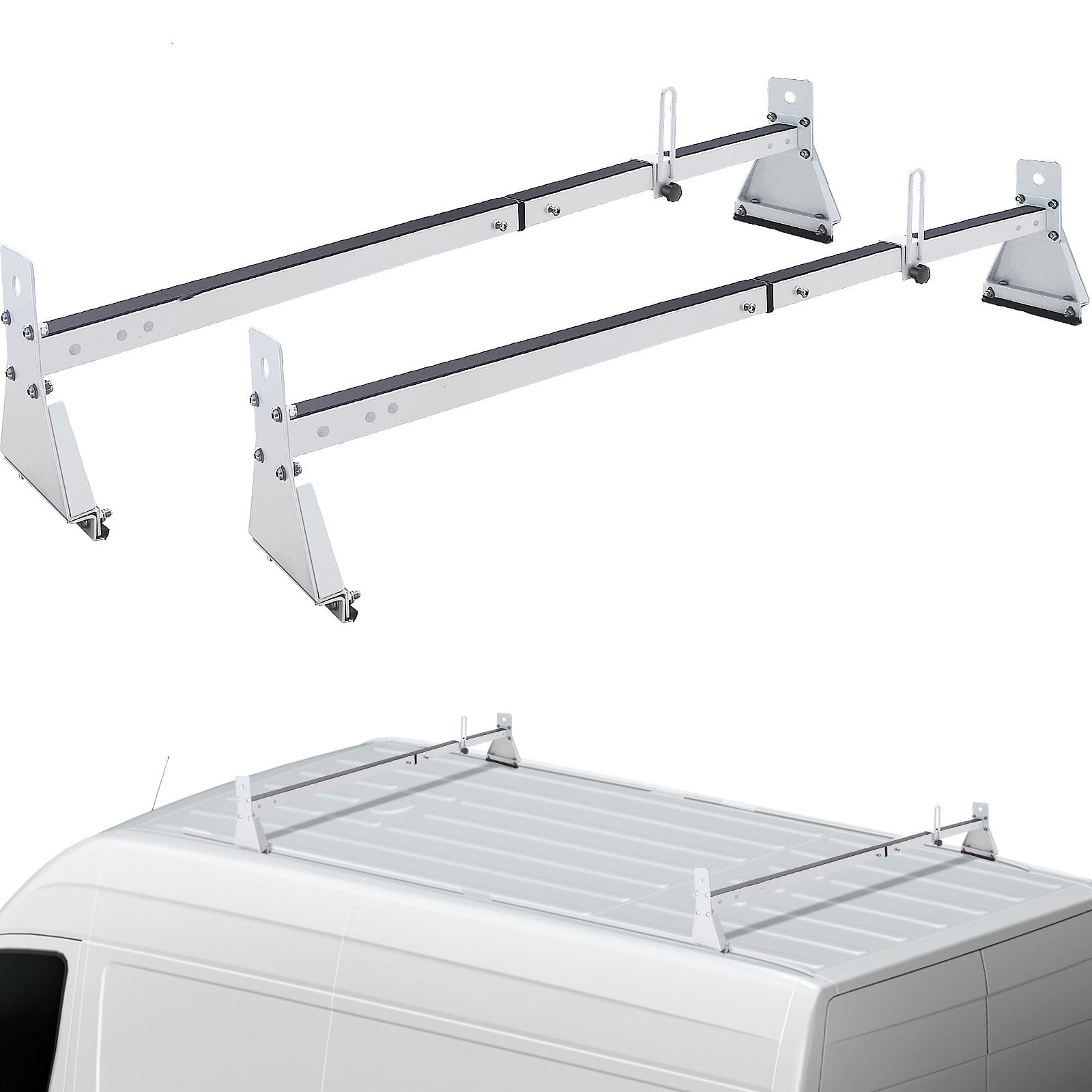 BENTISM Roof Ladder Rack Van Ladder Rack 52"63.8" Adjustable 2 Bars