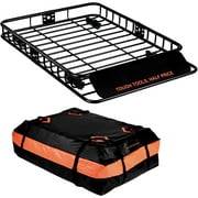 BENTISM Roof Rack Cargo Basket 200 LBS 51"x36"x5" Heavy Duty Car Top Holder for SUV Truck with Waterproof Luggage Bag