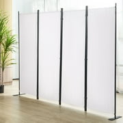 BENTISM Room Divider 4-Panel Folding Privacy Screen Room Partition Temporary Wall Divider Freestanding Room Separator Fabric Office Partition for Home, Hospital, School88.2"x11.8"x67.3" White