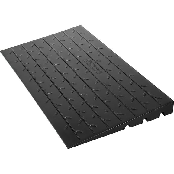 BENTISM Rubber Threshold Ramp, 3" Rise Threshold Ramp Doorway, 3 Channels Cord Cover Rubber Solid Threshold Ramp, Transitions Rubber Angled Entry Rated 2200 Lbs Load Capacity for Wheelchair & Scooter