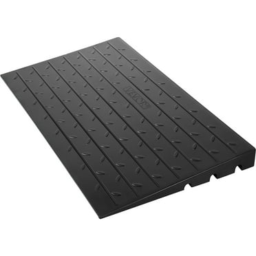 VEVOR Rubber Threshold Ramp, 4" Rise Threshold Ramp Doorway, 3 Channels Cord Cover Rubber Solid Threshold Ramp, Transitions Rubber Angled Entry Rated 2200 Lbs Load Capacity for Wheelchair & Scooter