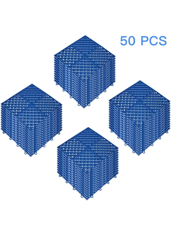 BENTISM Rubber Tiles Interlocking Garage Floor Tiles 12x12x0.5 Inch 50PCS Deck Tile Blue