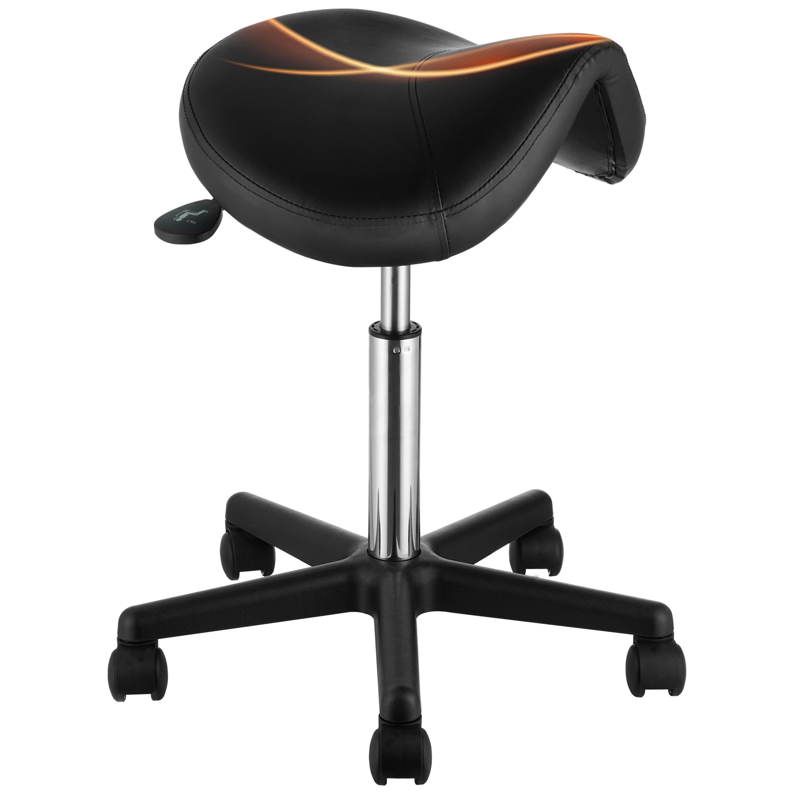 BENTISM Ergonomic Saddle Stool with Wheels, Adjustable, PU Leather 