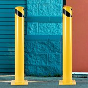BENTISM Safety Bollard Steel Bollard Post Steel Barrier 48"H 4.5"D Yellow Signs Pipe