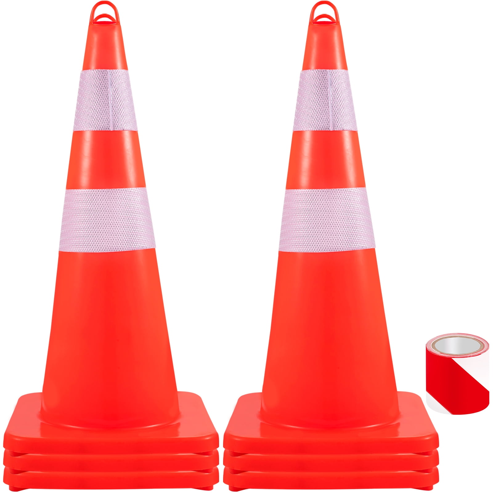 BENTISM Safety Cones, 6 x 28" Traffic Cones, PVC Orange Construction