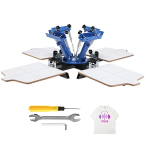 VEVOR Screen Printing Machine 4 Color & 4 Station, 21.2"x17.7" 360° Rotable Silk Screen Printing Press, Double-layer Positioning Pallet for T-shirt DIY Printing