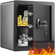 BENTISM Security Safe Box 1.8 Cubic Feet Digital Electronic Security Lock Box Safes with Inner LED Light Fire Resistant Home Safe Steel for Cash Gold 15.75x13x16.9 inch