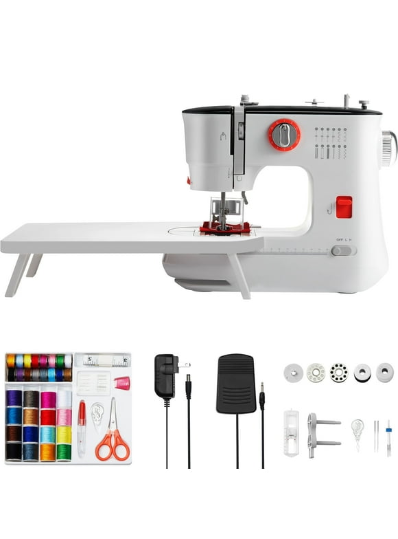 BENTISM Sewing Machine for Beginners, Portable Household Sewing Machine 12 Built-in Stitches and Reverse Sewing, Dual Speed Kids Sewing Machine Extension Table Foot Pedal with Foot Pedal & Sewing Kit