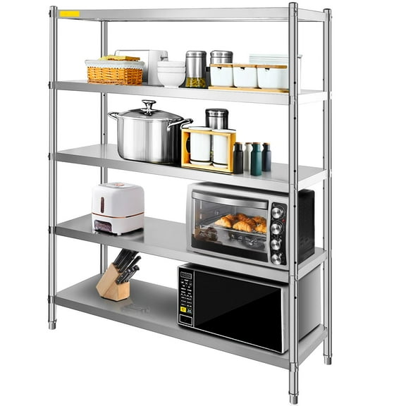 VEVOR Shelving Unit Storage Shelves 60x18.5 inch 5-Tier Stainless Steel 330lb Per Kitchen Shelf
