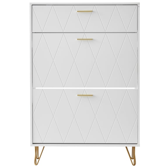 VEVOR Shoe Cabinet with 3 Flip Drawers, White, 54.01 lbs