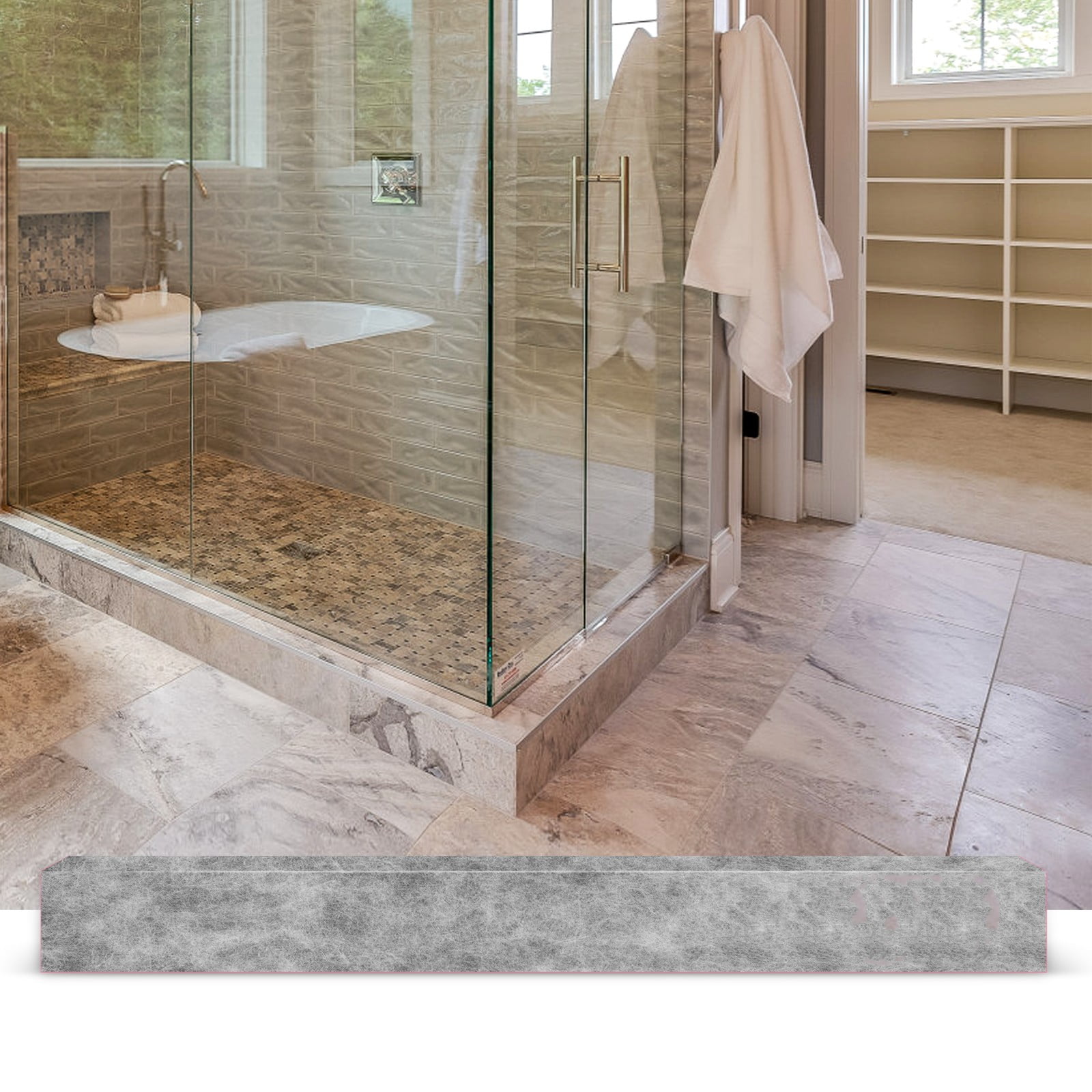 BENTISM Shower Curb, 60" x 4" x 6" Water Stopper Shower Barrier, Floor