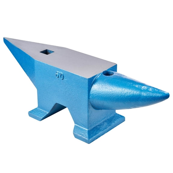 VEVOR Single Horn Anvil 132lbs, Cast Steel Anvil Blacksmith for Sale Forge Steel Tools W/ Round and Square Hole Jewelers Durable and Robust Metal Working Tool