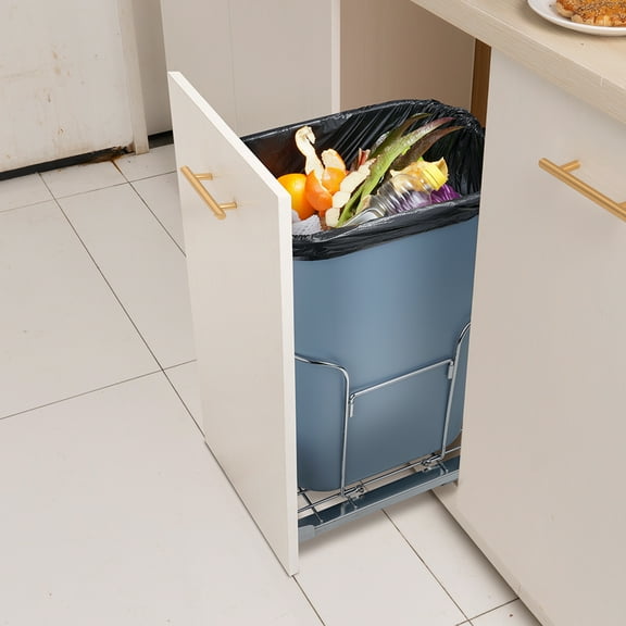 VEVOR Single Pullout Waste Container Kitchen Trash Can 35L with Soft Close Grey