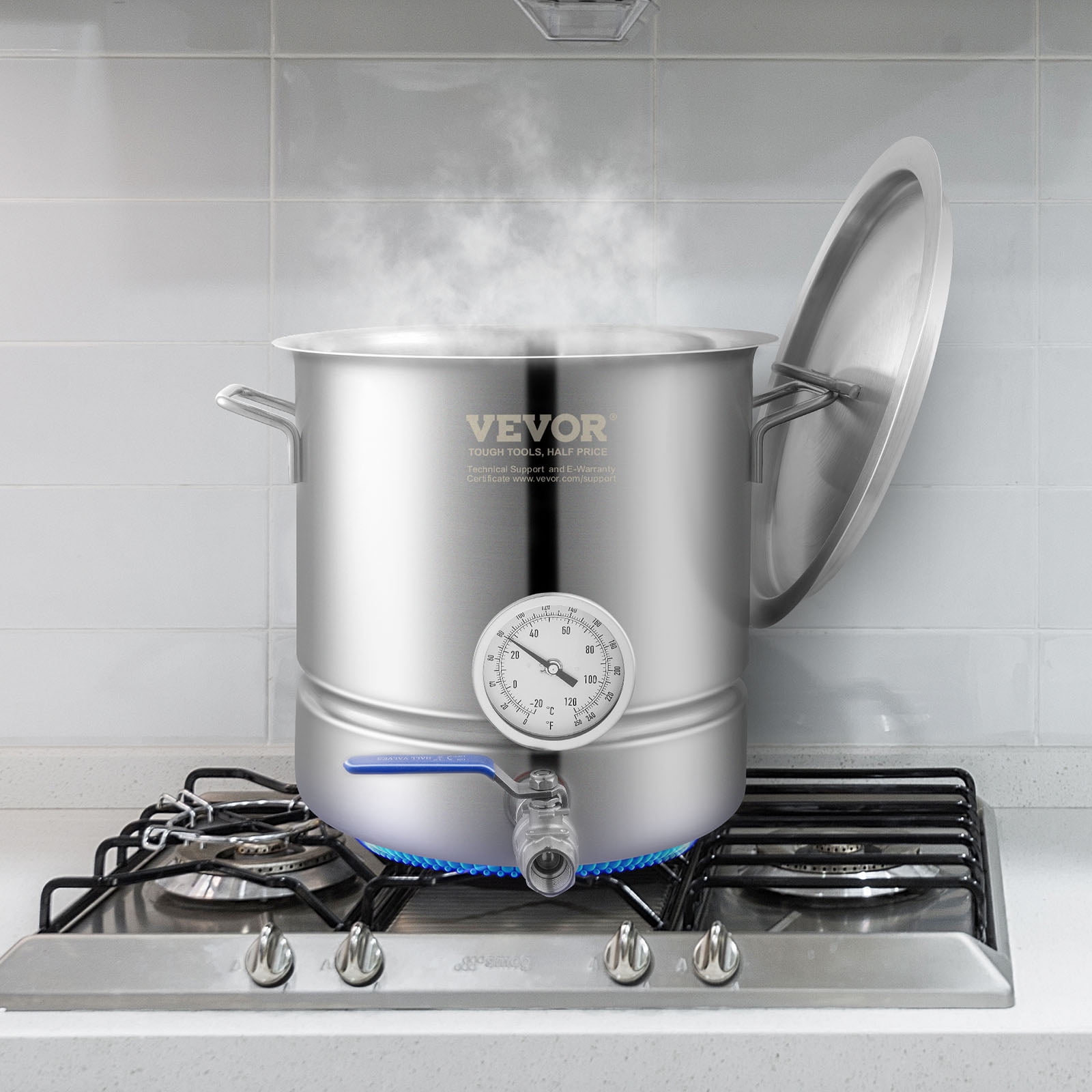 Stainless Steel Brew Kettle Stock Pot with Lid 30 qt for Brewing and  Distilling