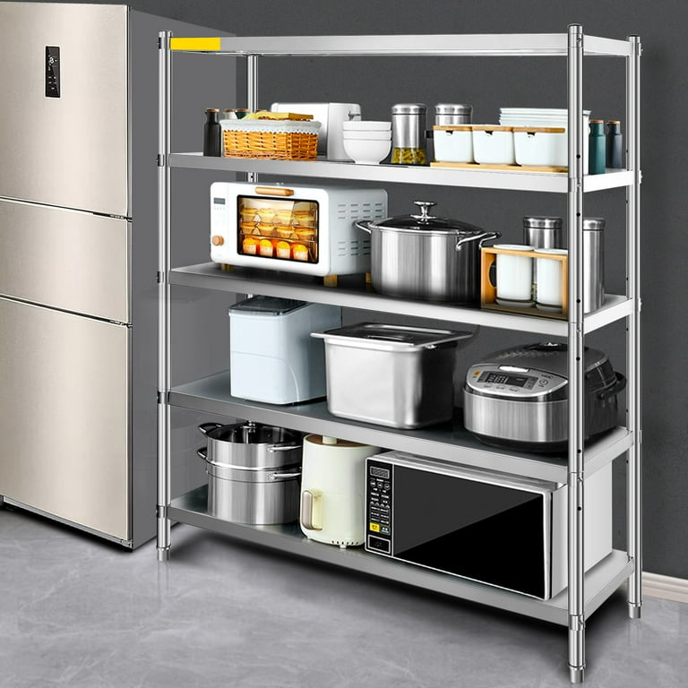 storage rack, 5 Tier Shelf Adjustable Stainless Steel Shelves, Sturdy Metal  Shelves Heavy Duty Shelving Units and Storage for Kitchen Commercial