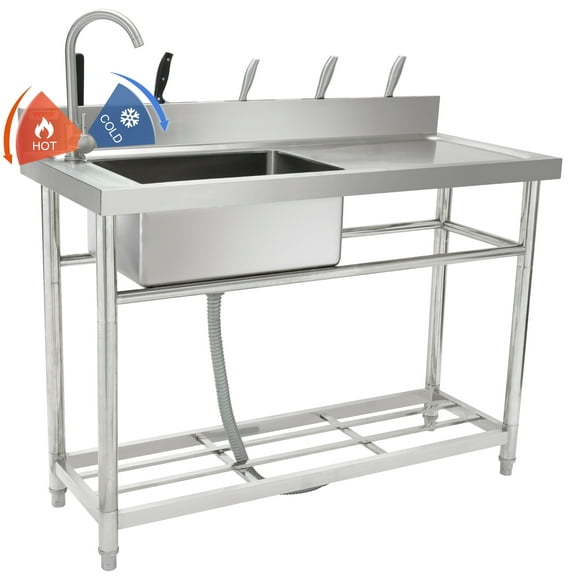 BENTISM S3-1 Stainless Steel 47.2 Inch Freestanding Single Bowl Sink