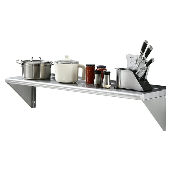 BENTISM Stainless Steel Wall Mounted Shelf 12 x48 ”, , Commercial Wall Shelf/Backsplash Food Service Storage Rack Shelving for Restaurant, Kitchen and Hotel