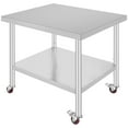 thumbnail image 1 of VEVOR Stainless Steel Work Table 30 x 36 x 34 In w/ Wheel Food Prep Commercial Grade 2 Layers, 1 of 9