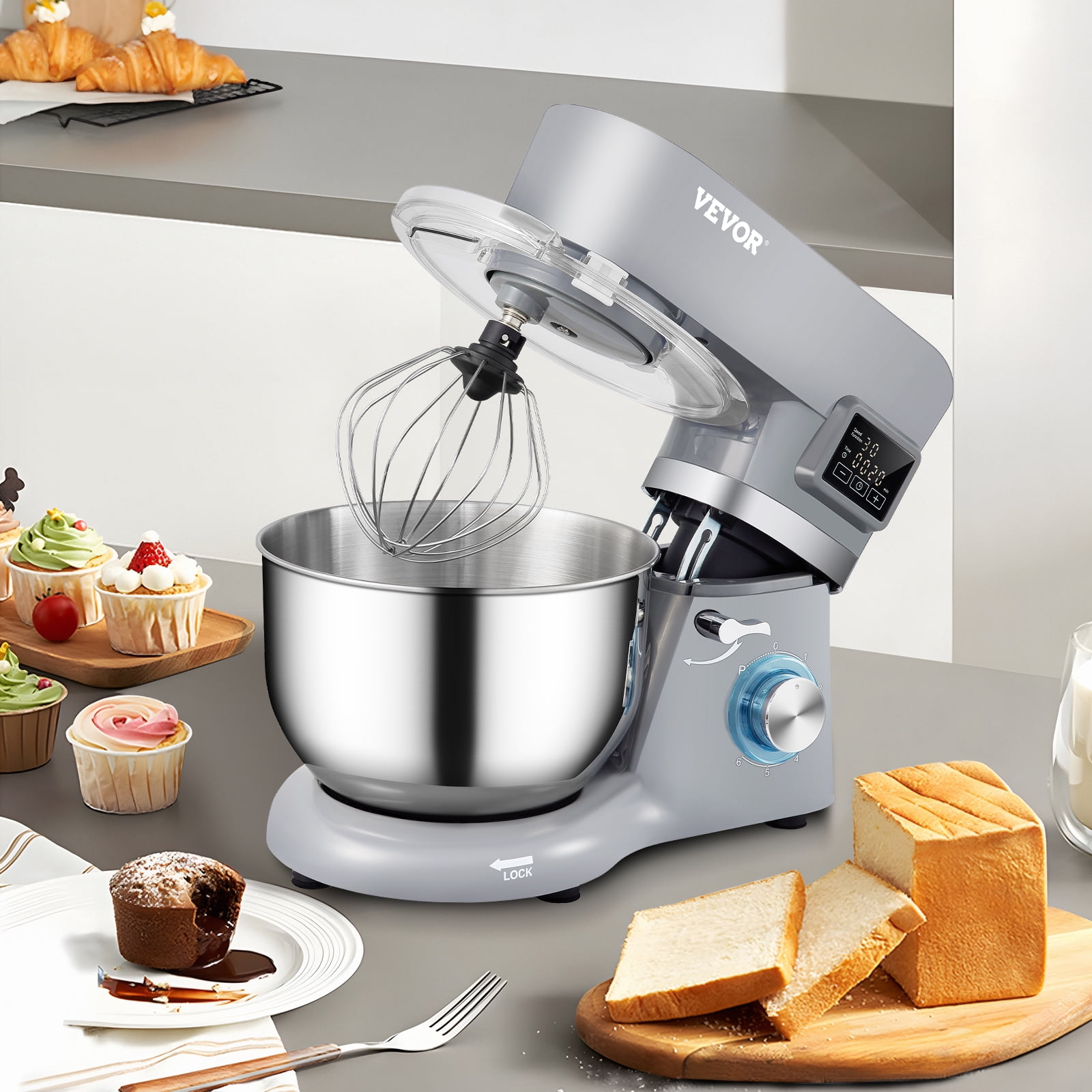 Electric Stand Mixer, 6-Speed Food Mixer W/ 5L Stainless Steel Bowl,  Kitchen Electric Mixer For Baking Cake, , Mixing Dough & More