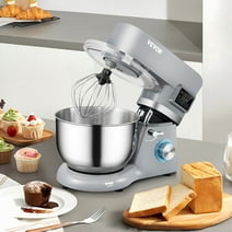 BENTISM Stand Mixer, 660W Electric Dough Mixer with 6 Speeds LCD Screen Timing, Tilt-Head Food Mixer with 5.8 Qt