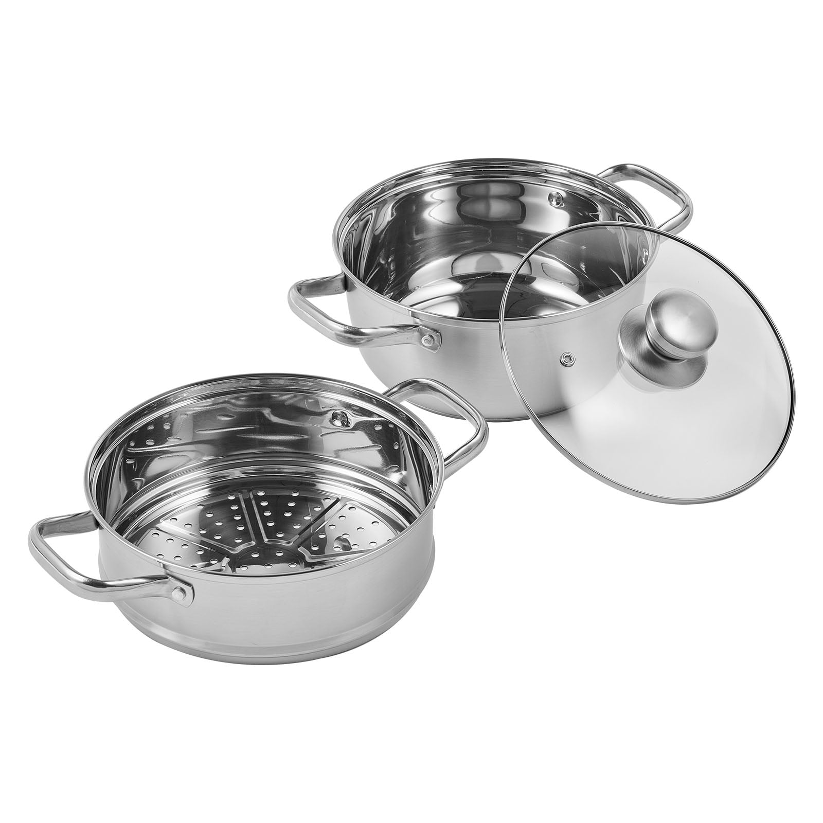 Stainless Steel Steamer Multifunctional Stockpot Practical Soup Pot Silver (5 Layers 28cm), Size: 28×36.5CM