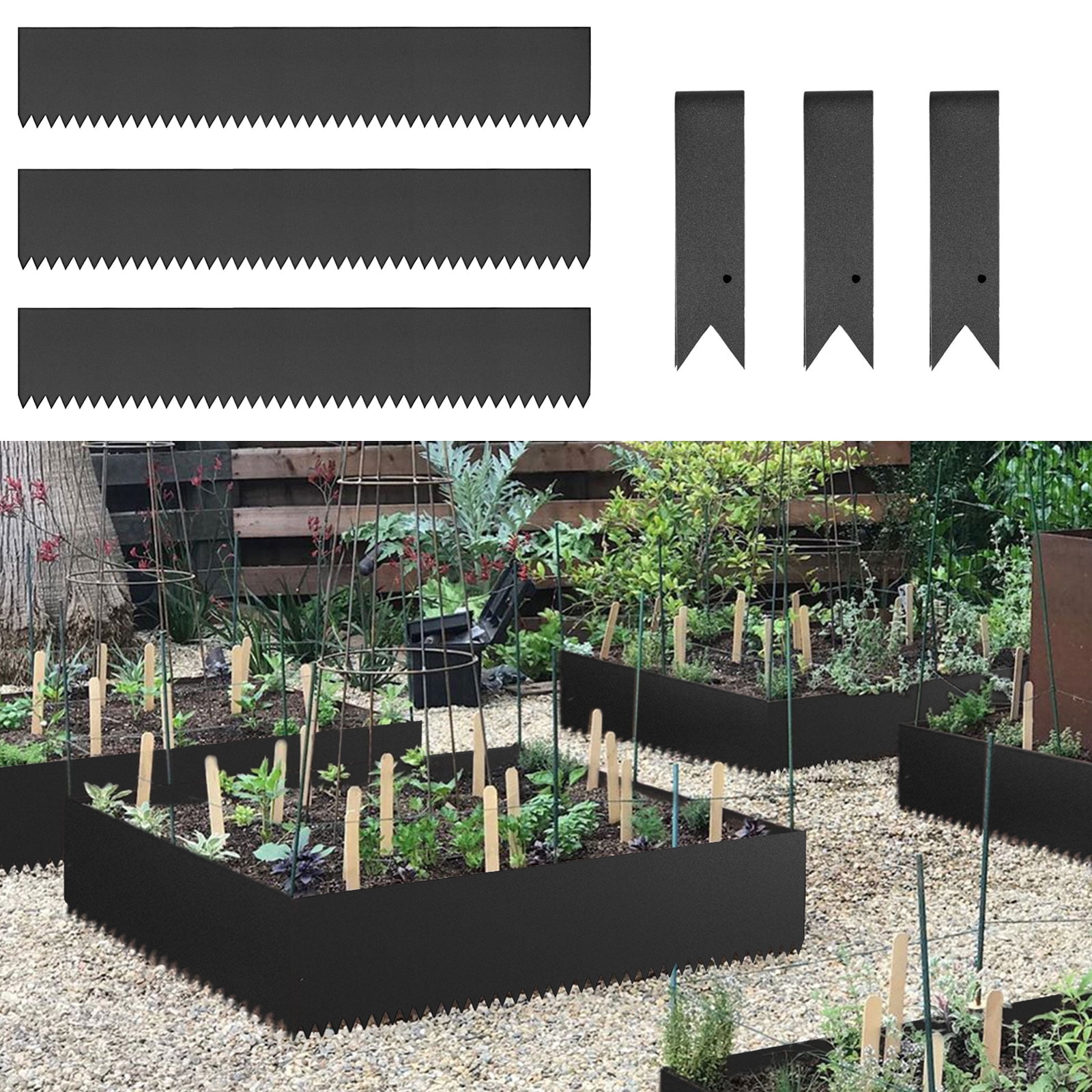 BENTISM Steel Landscape Edging Steel Edging For Landscaping 3pcs 40 x 6 Inch Lawn Edging