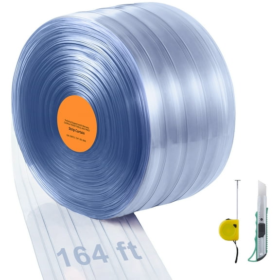 VEVOR Strip Curtain Ribbed PVC Door Curtain 164'x8" Roll Cooler Freezer Plastic