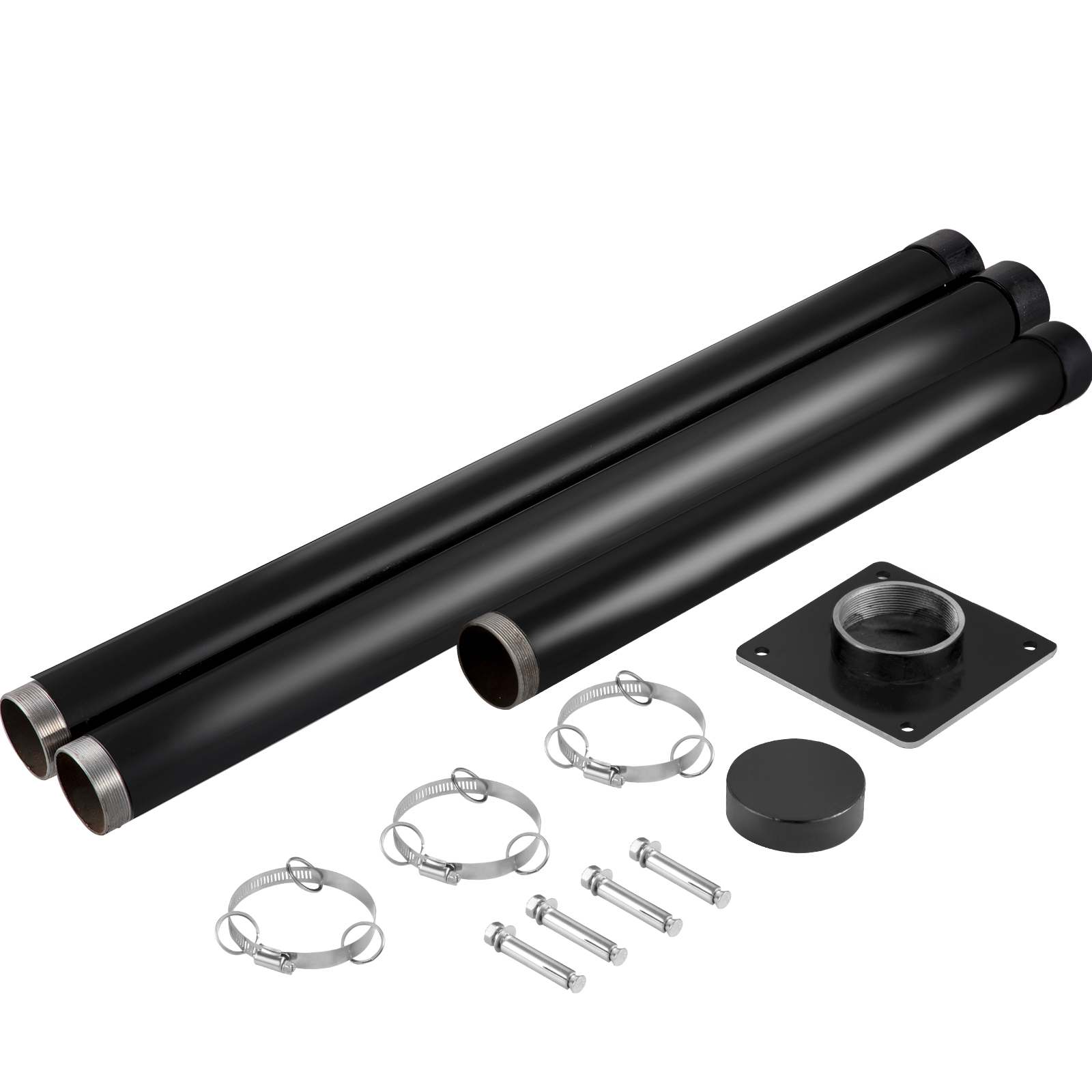 Outsunny Sun Sail Shade Canopy Adjustable Installation Pole/Pipe Kit White