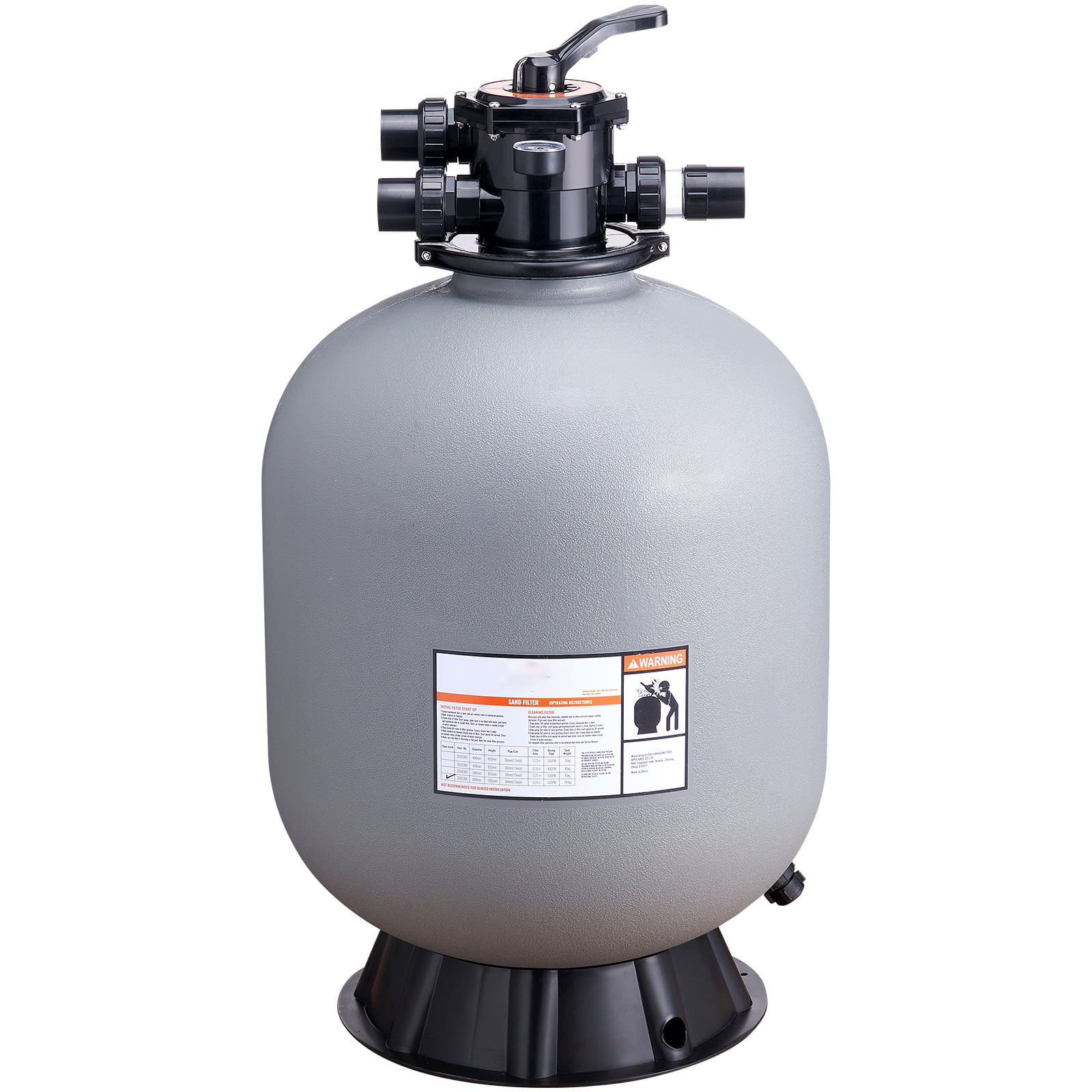 VEVOR Swimming Pool Sand Filter 65 GPM 24" Above Inground Sand Filter with 7-Way Valve