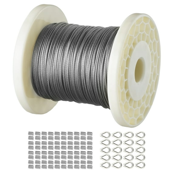 VEVOR T304 Stainless Steel Cable Steel Wire Rope 1/16" 328 ft 7x7 Cable Railing