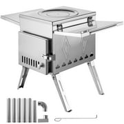 BENTISM Tent Wood Stove 17.5x14.7x10.6 inch, Camping Wood Stove 304 Stainless Steel with Folding Pipe, Portable Wood Stove 95.7 inch Total Height for Camping, Tent Heating, Hunting, Outdoor Cooking