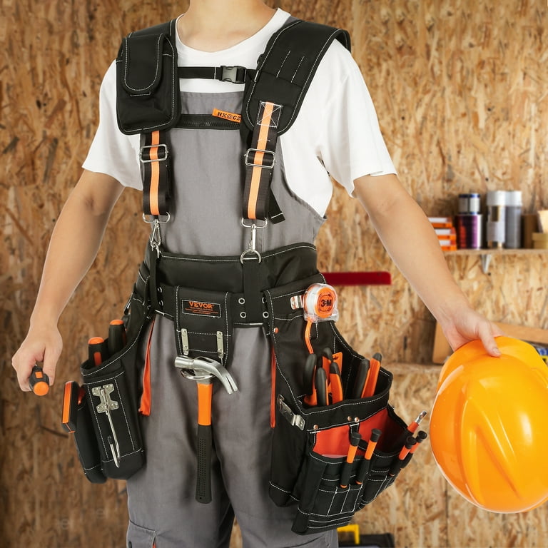 BENTISM Tool Belt with Suspenders Adjustable Carpenter Tool Pouch 1680D  Polyester
