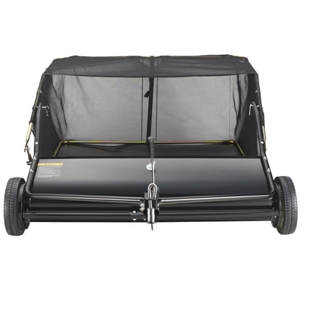 VEVOR Tow Behind Lawn Sweeper 44 inch, 25 Cu. ft Large Capacity Heavy Duty Durable Leaf & Grass Collector with Adjustable Sweeping Height, Dumping Rope Design