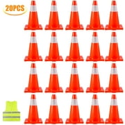 BENTISM Traffic Cones 20Pack 18", Safety Road Parking Cones PVC Base, Orange Traffic Cone with Reflective Collars, Hazard Construction Cones for Home Traffic Parking