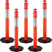 BENTISM Traffic Delineator Posts Channelizer Cone 44" Delineator Post Kit Set of 5