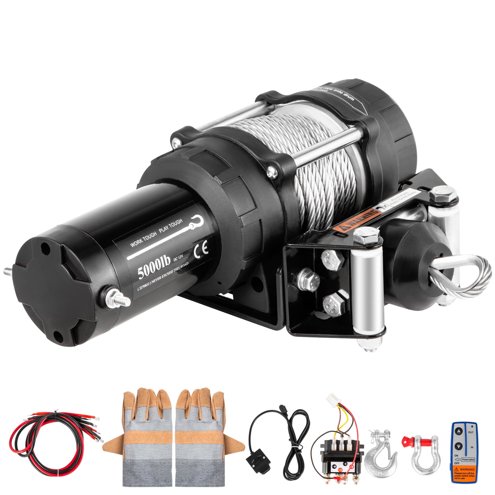 BENTISM Truck Winch Electric Winch 5,000LBS 12V Power Winch 13M Steel Cable for UTV, ATV