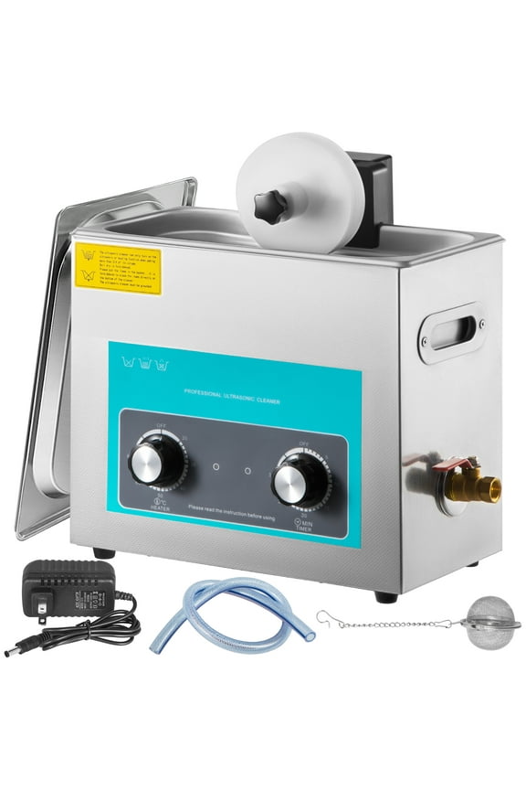 Ultrasonic Vinyl Record Cleaner 6L 40kHz Vinyl Ultrasonic Cleaning Machine Knob Control Record Cleaner 8 Records Vinyl Sonic Cleaner Stainless Steel Tank w/Mechanical Heater & Timer