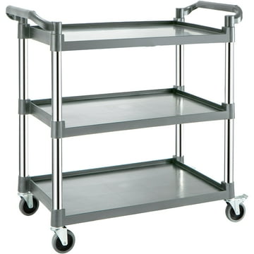 BENTISM Utility Service Cart with Wheels 3-Tier Food Service Cart 220lbs Capacity