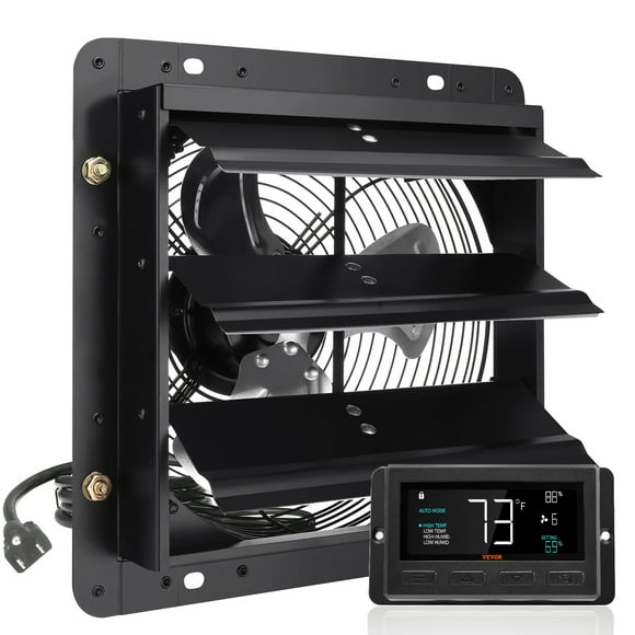 BENTISM VV-ECPQS-10 820 CFM 15W Aluminum Alloy Shutter Exhaust Fan - Black