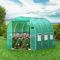 BENTISM Walk-in Tunnel Greenhouse Galvanized Frame & Waterproof Cover 10x7x7 ft