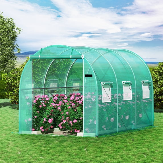 VEVOR Walk-in Tunnel Greenhouse, Galvanized Frame & Waterproof Cover 12x7x7 ft
