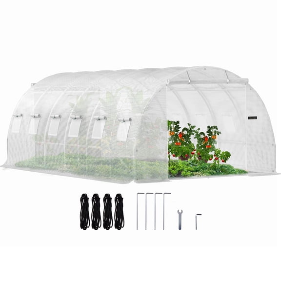 VEVOR Walk-in Tunnel Greenhouse Galvanized Frame & Waterproof Cover 20x10x7 ft