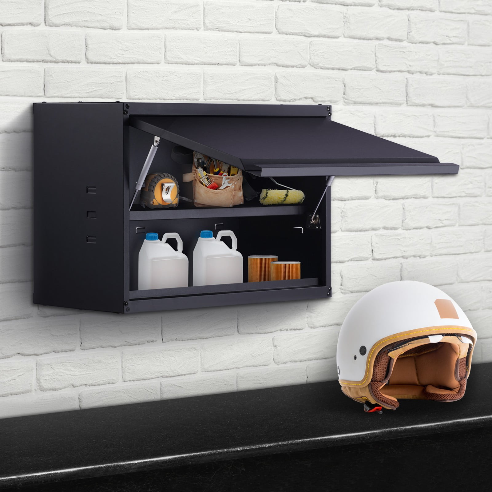 Pull Down Shelf Upper Kitchen Wall Cabinet Storage Organizer (24inch Cabinet), Size: 56.4*27*55cm/22.2*10.63*21.65inch, Black