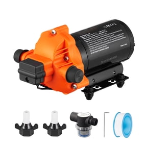VEVOR Water Diaphragm Pump, 110V AC, 3.3 GPM Flow, 45 PSI (40-80 PSI Adjustable), 1/2" MNPT Self Priming Sprayer Pump with Pressure Switch for RV Camper Marine Boat Lawn, FCC Certified