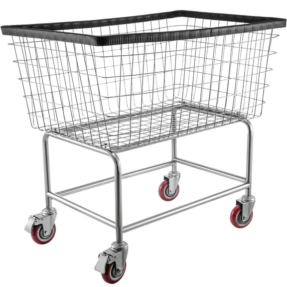 VEVOR Wire Laundry Cart Wire Laundry Basket 4.5 Bushel Heavy Duty w/ 5'' Wheels