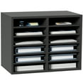 thumbnail image 1 of VEVOR Wood Literature Organizer Adjustable File Sorter 12 Compartments Countertop Literature Organizer Paper Storage Holder Gray, 1 of 10