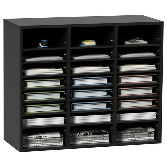 VEVOR Wood Literature Organizer Adjustable File Sorter 24 Compartments Display Racks